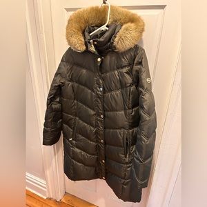 Michael Kors faux fur hooded long winter coat